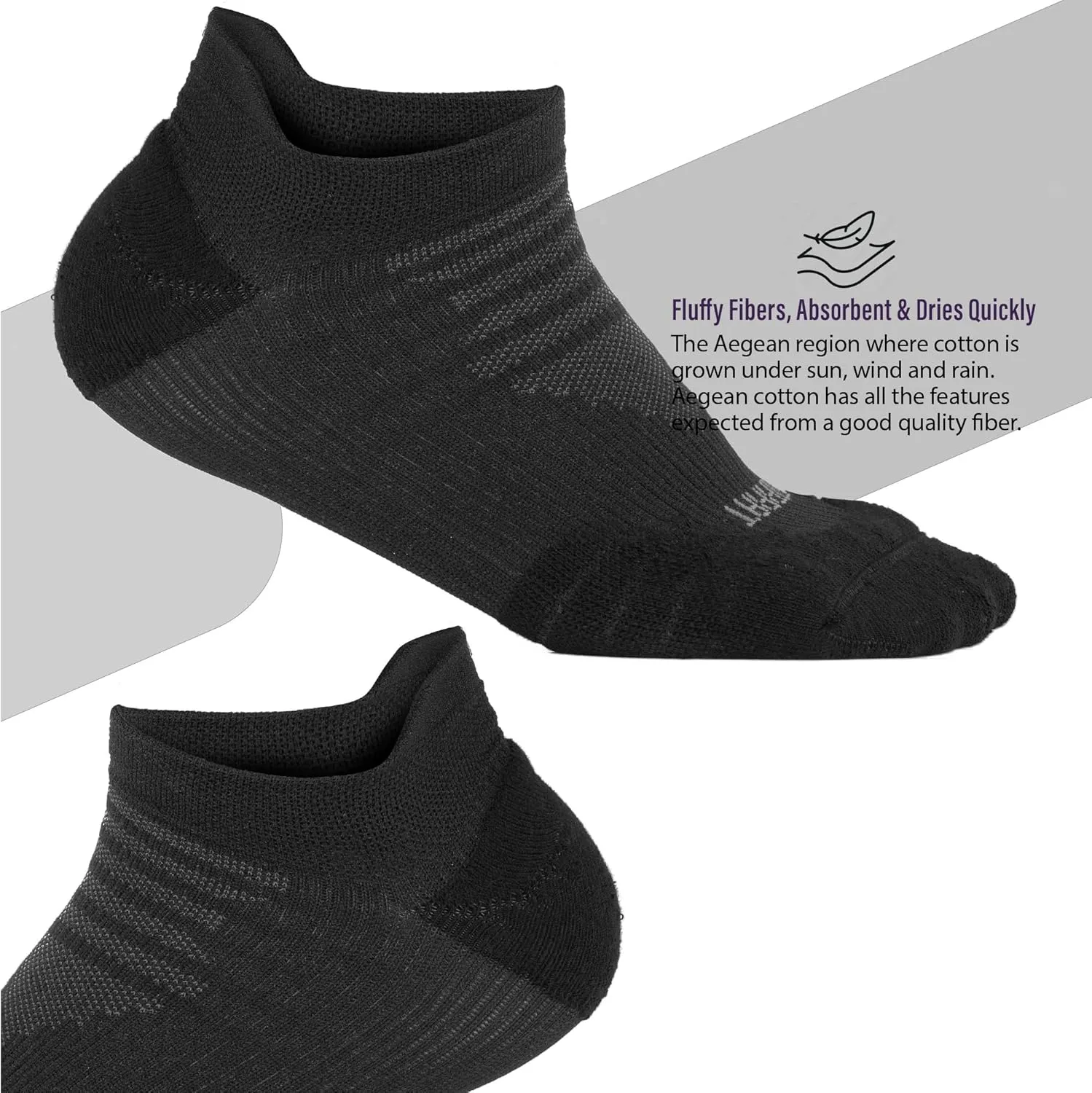 Ankle Socks, Athletic, Sports, 3 Pack, Black