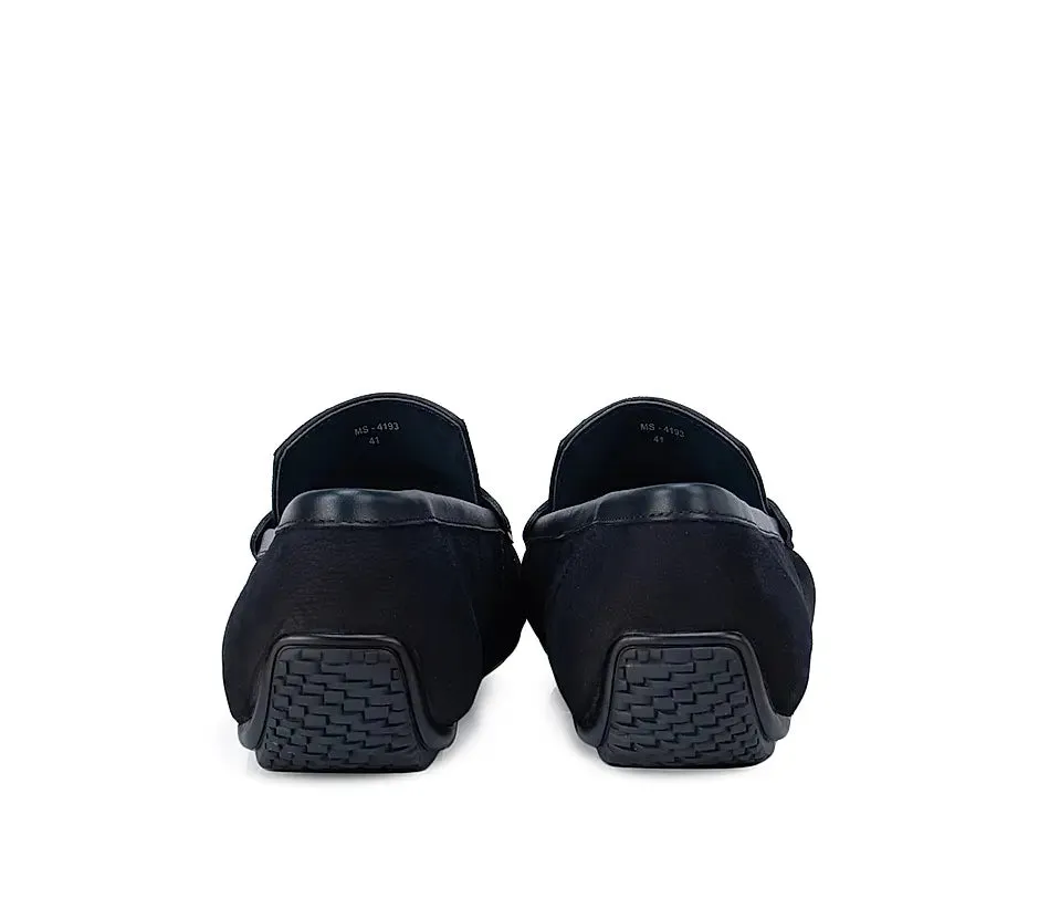 Blue Suede Moccasins With Leather Panel