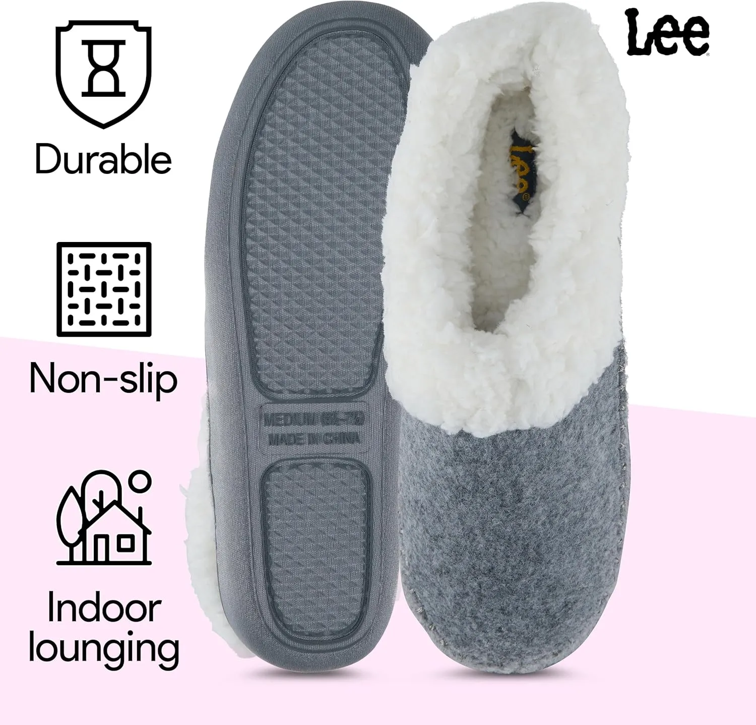 Lee Womens Slippers Gifts for Women Cozy House Slippers for women moccasins Fur Sherpa Indoor Outdoor