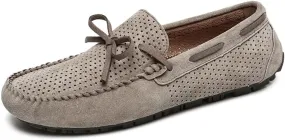 Men's Loafers Shoes Breathable Perforated Faux Leather Moccasins Driving Shoes Flat Heel Lightweight Comfortable Wedding Slip On (Color : Khaki, Size : 444546)