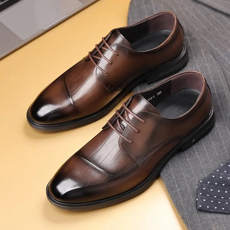 Mens Retro Comfortable Business Height Increasing Non-Slip Softsole Walking Oxford Shoes Daily Non-Slip Soft Sole Casual Shoes