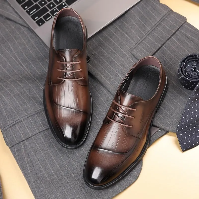 Mens Retro Comfortable Business Height Increasing Non-Slip Softsole Walking Oxford Shoes Daily Non-Slip Soft Sole Casual Shoes