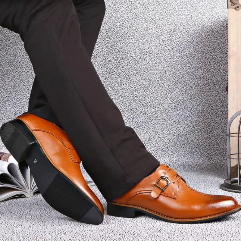 Men's Wedding Genuine Leather Oxfords With Buckles