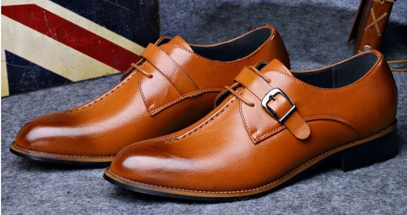Men's Wedding Genuine Leather Oxfords With Buckles