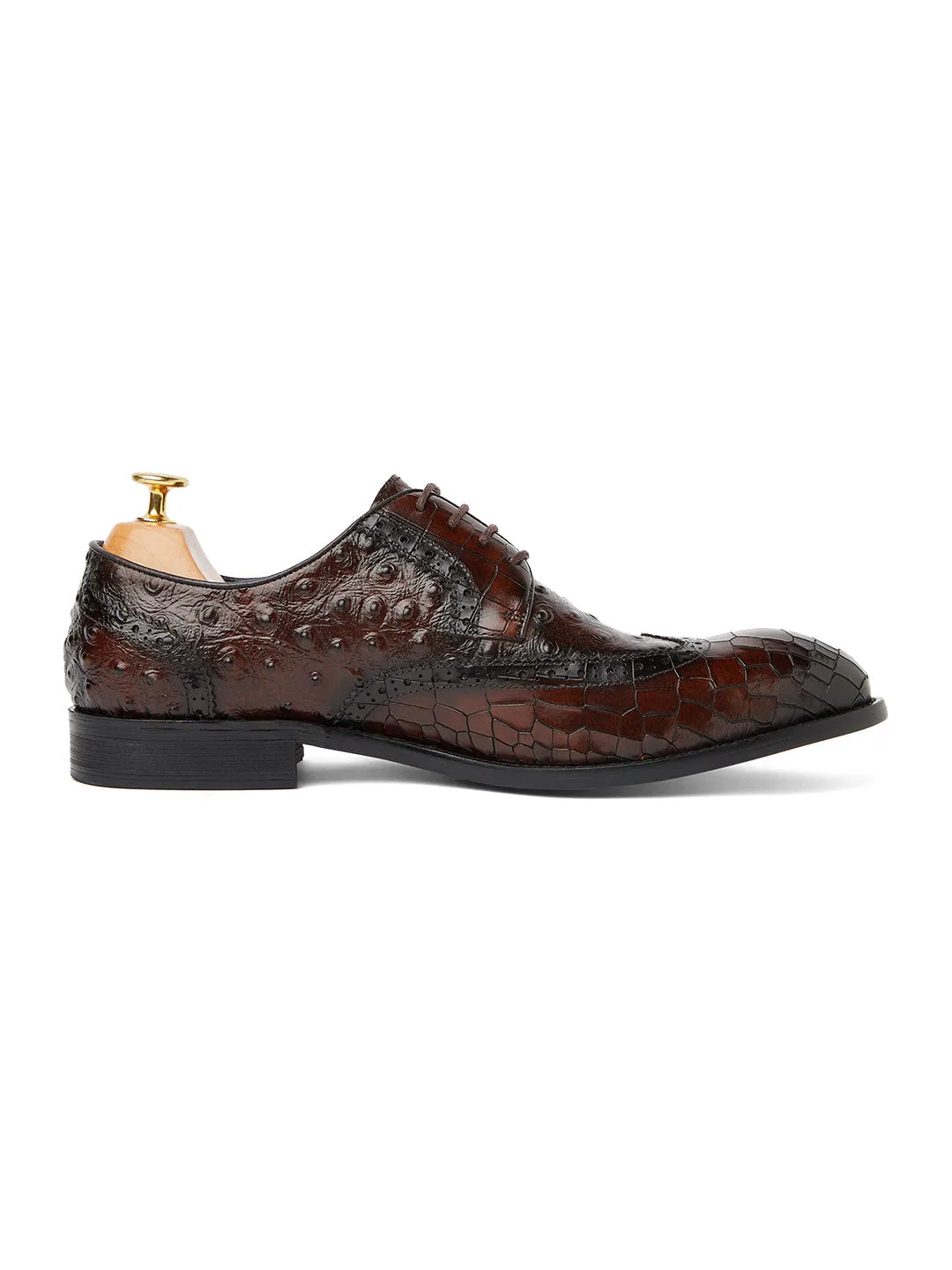 Ostrich Crocodile Oxford - Coffee