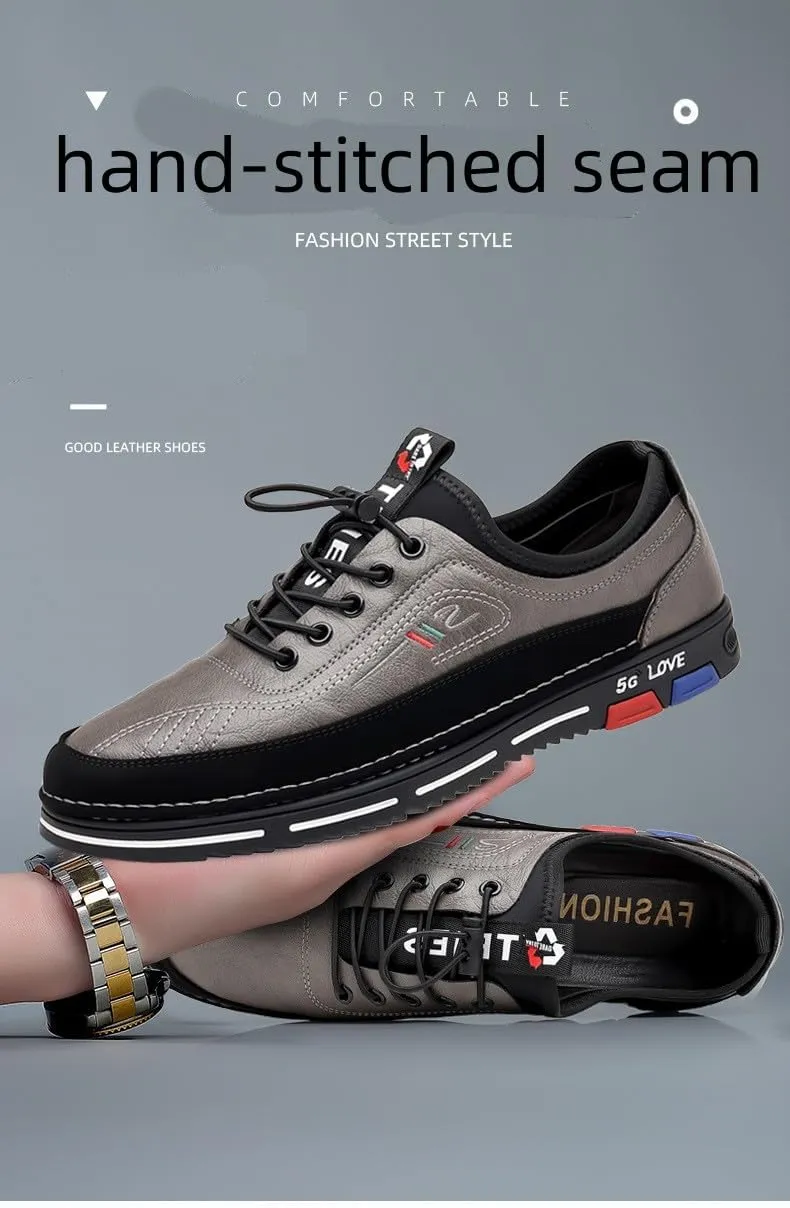 Plus Size Men's Trendy Color Block Business Shoes, Comfy Non Slip Lace Up Rubber Sole Dress Shoes, Men's Footwear