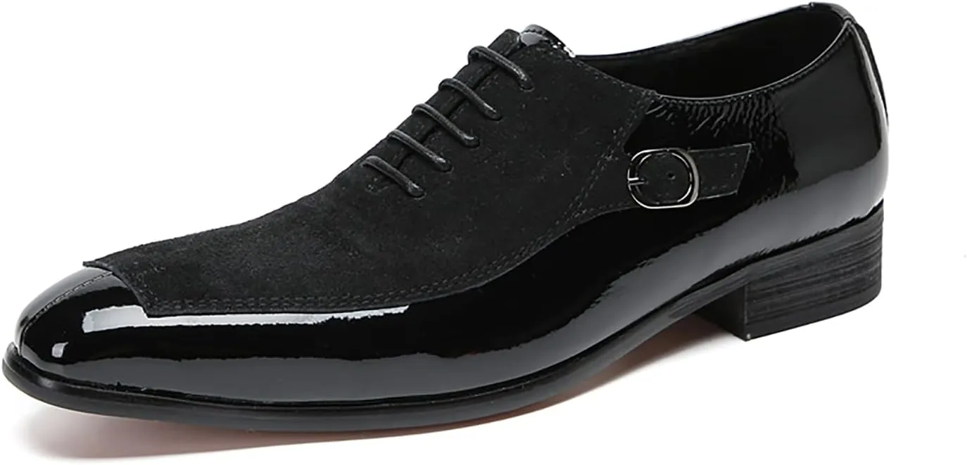 Santimon Mens Oxfords Formal Dress Suede Wingtip Toe Derby Fashion Business Casual Two Tone Comfortable Shoes Prom Wedding Tuxedo Shoes for Men
