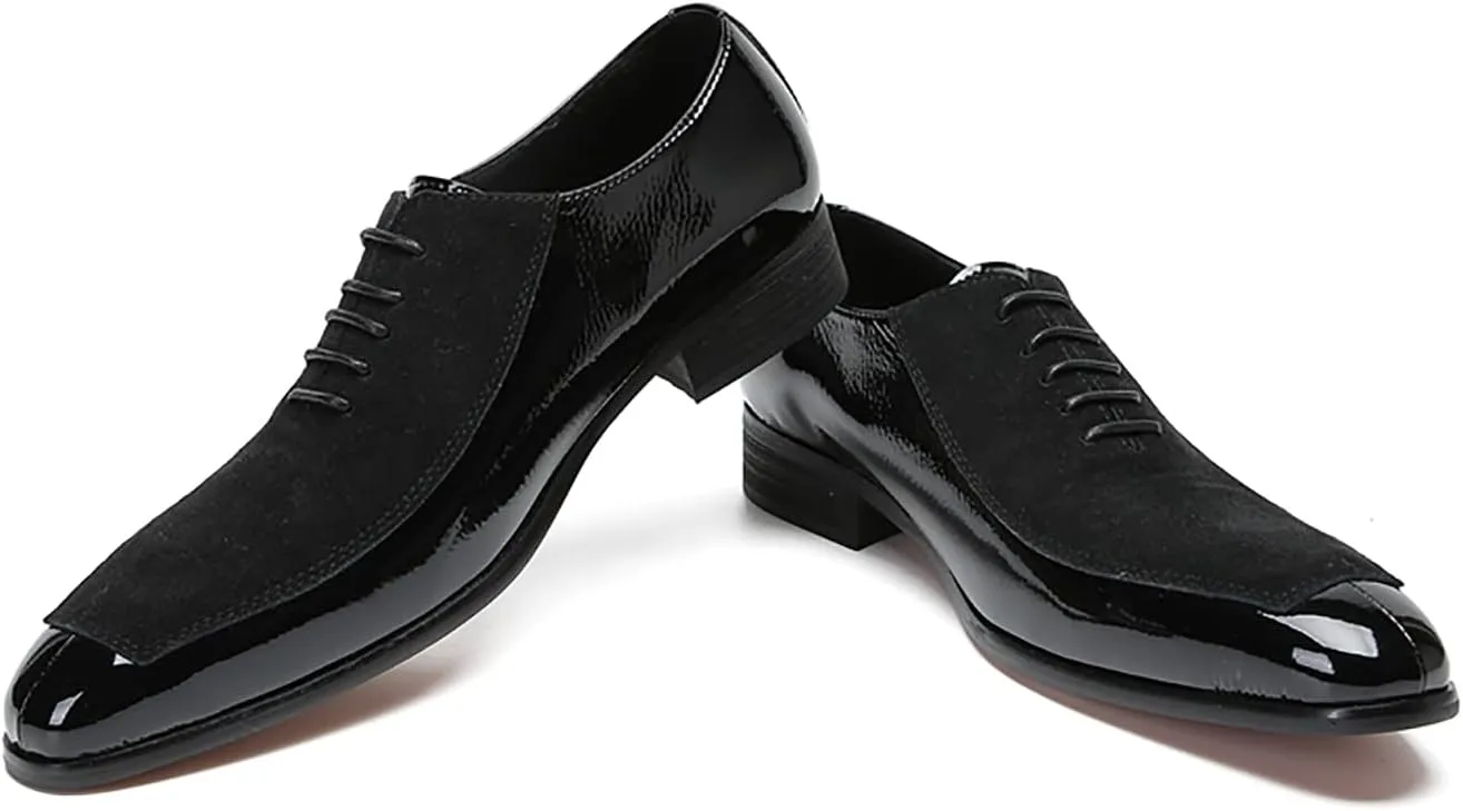 Santimon Mens Oxfords Formal Dress Suede Wingtip Toe Derby Fashion Business Casual Two Tone Comfortable Shoes Prom Wedding Tuxedo Shoes for Men