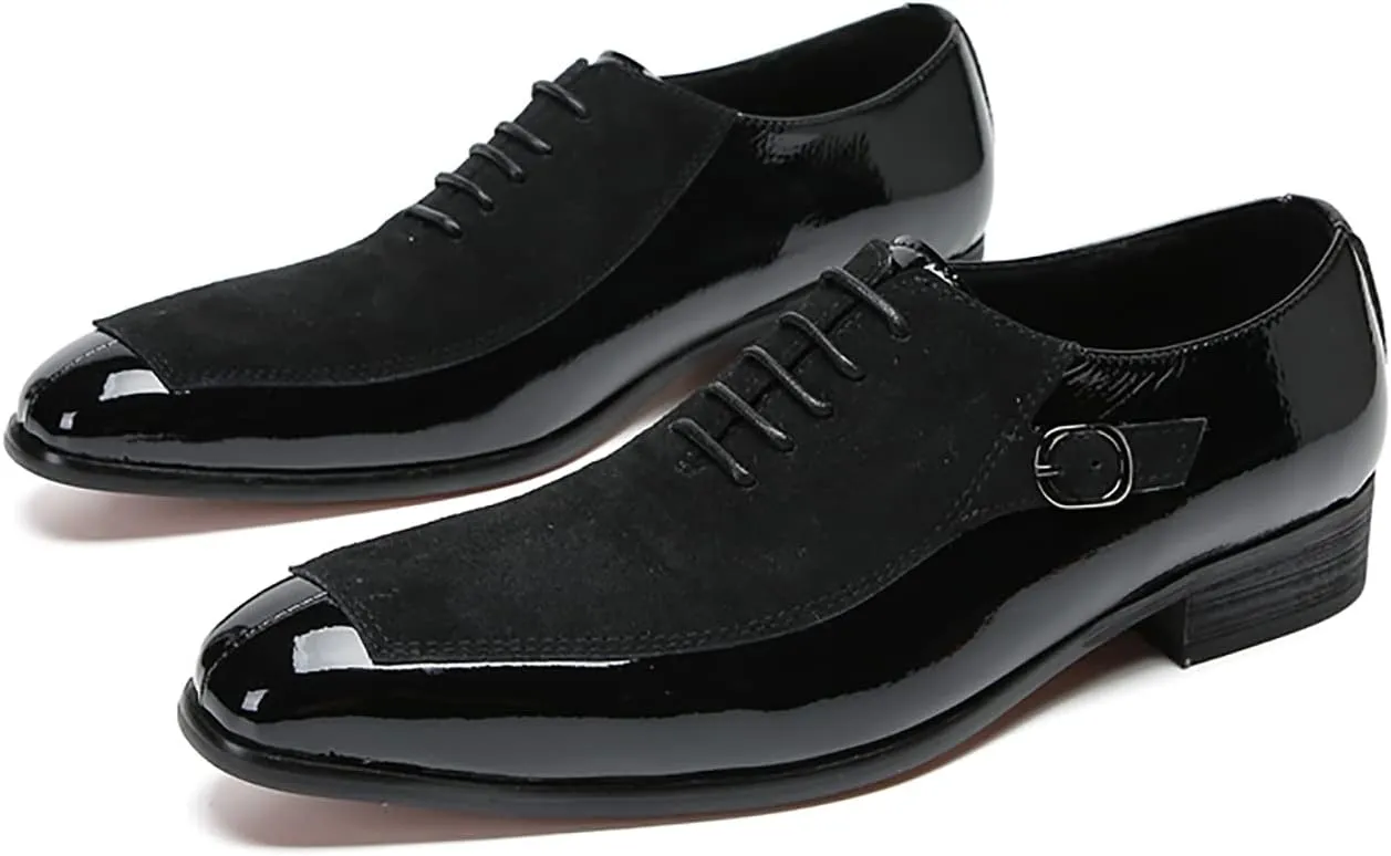 Santimon Mens Oxfords Formal Dress Suede Wingtip Toe Derby Fashion Business Casual Two Tone Comfortable Shoes Prom Wedding Tuxedo Shoes for Men