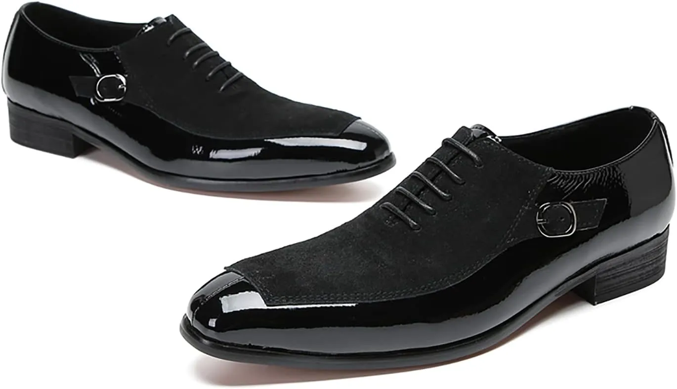 Santimon Mens Oxfords Formal Dress Suede Wingtip Toe Derby Fashion Business Casual Two Tone Comfortable Shoes Prom Wedding Tuxedo Shoes for Men