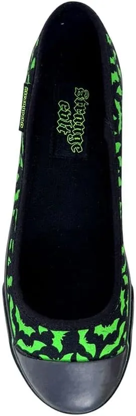 Strange Cvlt Women's Sneaker Flat Emily Bat Black/Green