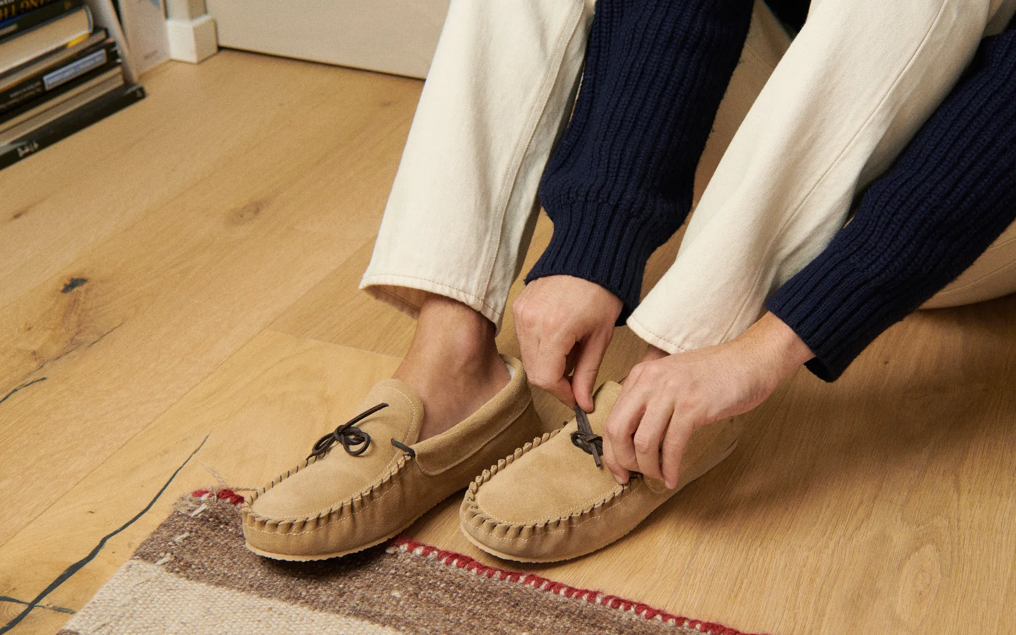 Suede With Faux Fur Moccasins - M28LF - Cortina Washed Beige