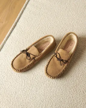Suede With Faux Fur Moccasins - M28LF - Cortina Washed Beige