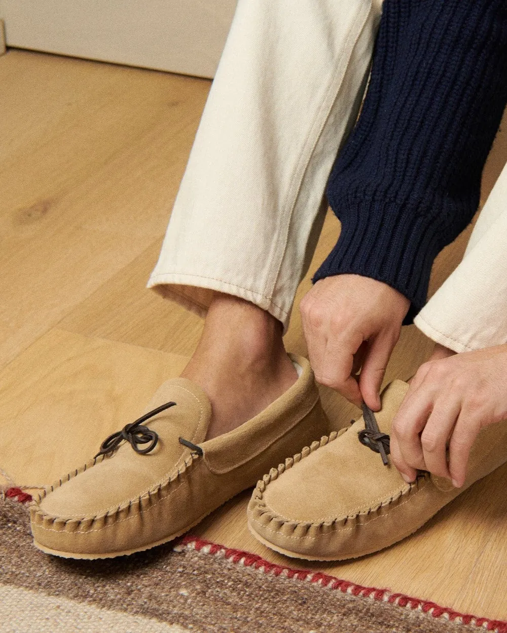 Suede With Faux Fur Moccasins - M28LF - Cortina Washed Beige
