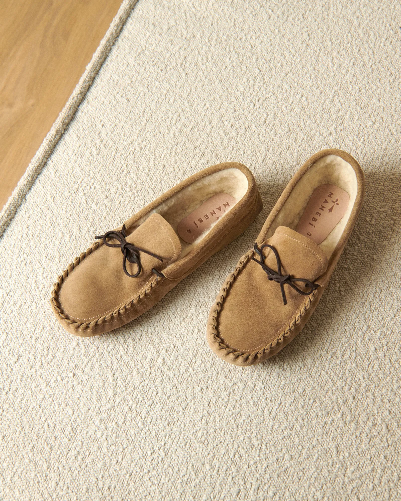Suede With Faux Fur Moccasins - M28LF - Cortina Washed Beige