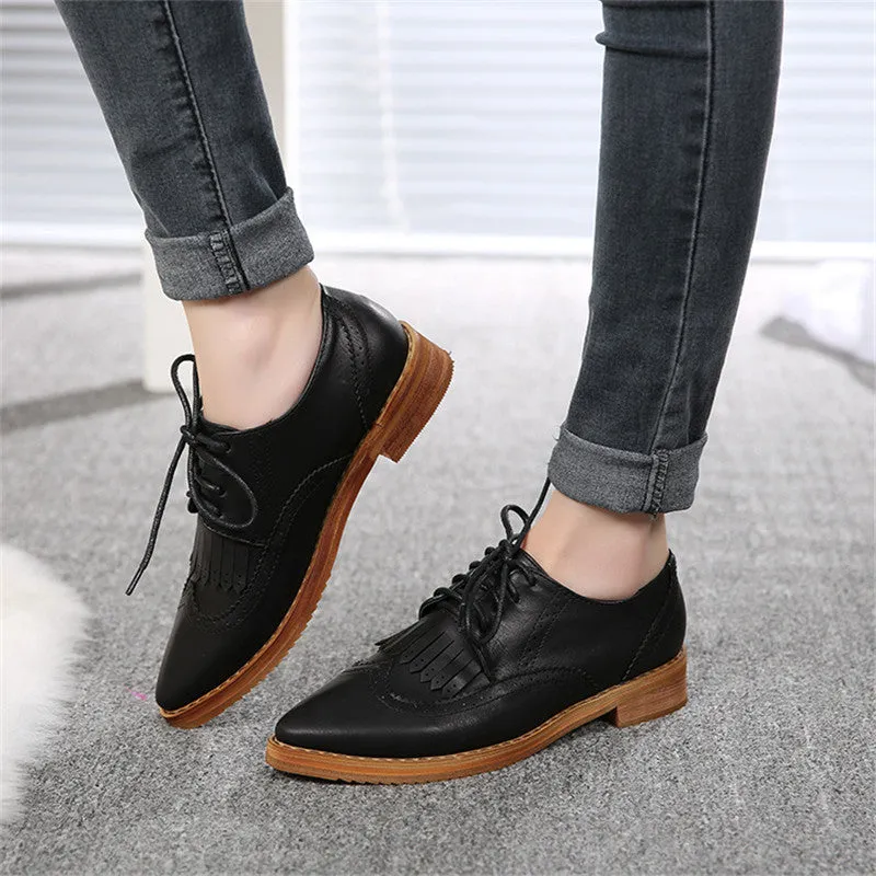 Women's Pointed Toe Spring / Autumn PU Leather Oxfords